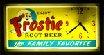 "FROSTY ROOT BEER/THE FAMILY FAVORITE" RECTANGULAR LIGHT UP CLOCK.