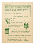 "GREEN HORNET BIKE BADGE" BURRY'S COOKIES PREMIUM.