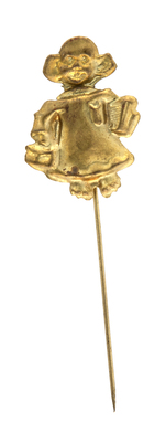 THE YELLOW KID EMBOSSED BRASS FIGURAL STICKPIN WITH GREAT DETAIL.