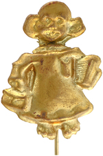 THE YELLOW KID EMBOSSED BRASS FIGURAL STICKPIN WITH GREAT DETAIL.