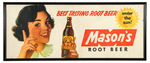 "MASON'S ROOT BEER" FRAMED CARDBOARD SIGN WITH GIRL.