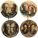 TAFT/SHERMAN PAIR OF UNLISTED JUGATE BUTTONS PLUS PAIR OF JUGATES OFF WATCH FOBS.