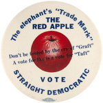 RARE 1952 BIG 4" ANTI-REPUBLICAN BUTTON "VOTE STRAIGHT DEMOCRATIC."