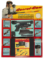 "SECRET SAM" TOY SPY KIT W/GUN, CAMERA, PERISCOPE IN BRIEFCASE STORE DISPLAY.