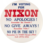 ANTI-JFK/PRO NIXON 6" BUTTON FROM 1960 AND AN UNLISTED VARIETY OF HAKE NIXON #2013.