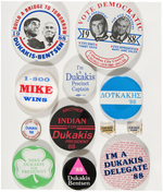 GROUP OF 23 DUKAKIS BUTTONS AS COLLECTED BY JULIE POWELL.