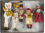 PITTSBURGH PIRATES FIVE DOLLS ALL WITH BUTTONS.