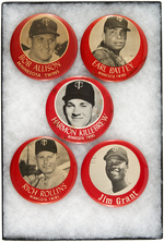 MINNESOTA TWINS SCARCE PLAYER BUTTONS WITH FOUR MUCHINSKY BOOK EXAMPLES AND ONE UNLISTED.