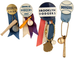 BROOKLYN DODGERS BUTTONS WITH SUSPENSIONS AND WITH 1936 BUTTON MUCHINSKY PLATE EXAMPLE.