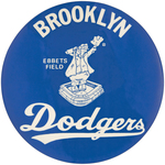 OUTSTANDING BIG 6" BROOKLYN DODGERS BUTTON HIGHLY VALUED AND MUCHINSKY BOOK EXAMPLE.