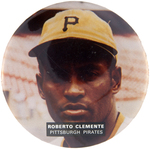 CLEMENTE "21" PLAYER NUMBER BUTTON AND MUCHINSKY BOOK EXAMPLE PLUS 3.5" MEMORIAL PICTURE BUTTON.