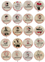 NEW YORK EVENING JOURNAL TWENTY COMIC CHARACTER CONTEST BUTTONS.