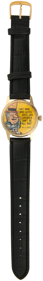 RARE VERSION W.C. FIELDS 17 JEWEL WATCH WITH HAND-PAINTED DIAL.