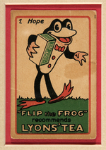 FLIP THE FROG ENGLISH LYONS' TEA TRADE CARD SET FRAMED DISPLAY.