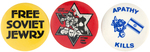 NINE BUTTONS 1970s-1980s IN SUPPORT OF SOVIET JEWRY FROM THE LEVIN COLLECTION