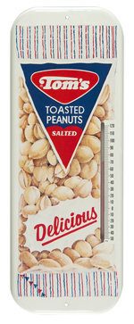 "TOM'S ROASTED PEANUTS" ADVERTISING THERMOMETER.