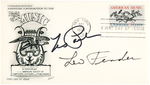 GUITAR PIONEERS LES PAUL & LEO FENDER SIGNED FIRST DAY COVER.