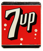 "7-UP" EMBOSSED TIN ADVERTISING SIGN.