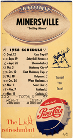 "PEPSI-COLA" ADVERTISING SIGNS FEATURING LOCAL FOOTBALL & BASKETBALL SCHEDULES.