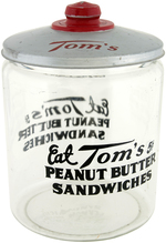 "TOM'S PEANUT BUTTER SANDWICHES" LARGE STORE JAR.