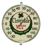 CLOVERDALE GINGER ALE "BOTTLE CAP" ADVERTISING THEROMETER.