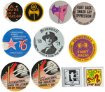 GAY RIGHTS 11 SCARCE BUTTONS INCLUDING WHITE MARE, STONEWALL, KEITH HARING & OTHERS.