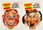 KELLOGG'S "CUT-OUT MASKS" STORE SIGNS FEATURING HOWDY DOODY & HALLOWEEN WITCH.