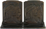 "DANTES AND BEATRICE" CAST BRONZE BOOKENDS.