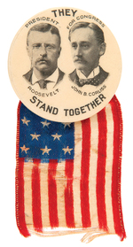 ROOSEVELT/CORLISS COATTAIL JUGATE BUTTON FROM MICHIGAN'S FIRST DISTRICT HAKE #3162.