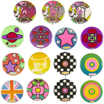 "PETER MAX" LATE 1960s BUTTON LOT FEATURING HIS DESIGNS.