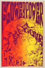 STEVE SACHS & CATHY HILL "FLOWER POWER" BLACKLIGHT POSTER.