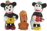 "THE THREE PALS - MICKEY - PLUTO - MINNIE" BOXED BISQUE SET.