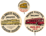 THREE EARLY TROLLEY BUTTONS FROM LOS ANGELES AND BUFFALO.