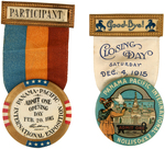 "PANAMA/PACIFIC INTERNATIONAL EXPOSITION OPENING AND CLOSING DAY BADGES FROM 1915.