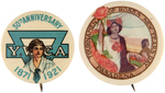 YMCA AND TOURNAMENT OF ROSES PAIR OF SCARCE BUTTONS.