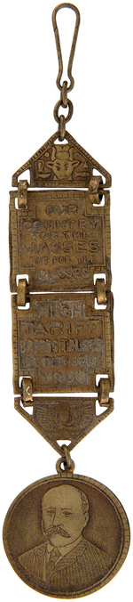 ROOSEVELT AND PARKER MATCHING SECTIONED BRASS FOBS WITH PORTRAITS AND MULTIPLE SLOGANS.