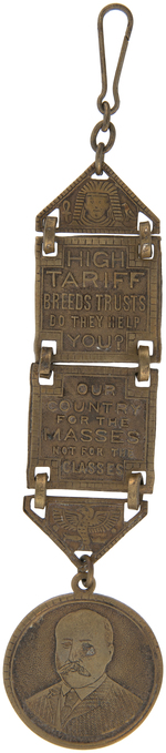 ROOSEVELT AND PARKER MATCHING SECTIONED BRASS FOBS WITH PORTRAITS AND MULTIPLE SLOGANS.