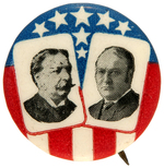 TAFT AND SHERMAN SCARCE AND GRAPHIC JUGATE BUTTON.