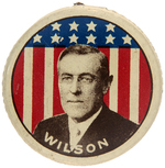 "WILSON" SUPER CLEAN 1916 EARLY LITHO PINBACK IN EXCEPTIONALLY NICE CONDITION.