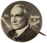 "FOR PRESIDENT WARREN G. HARDING" SCARCE PORTRAIT BUTTON.