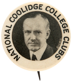 "NATIONAL COOLIDGE COLLEGE CLUBS" PORTRAIT BUTTON.