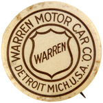 RARE BUTTON NAMING "WARREN MOTOR CAR CO. DETROIT MICH. U.S.A."