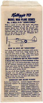 KELLOGG'S PEP BALSA WOOD MODEL WAR PLANES IN ENVELOPES NAMING SUPERMAN RADIO PROGRAM.