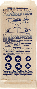 KELLOGG'S PEP BALSA WOOD MODEL WAR PLANES IN ENVELOPES NAMING SUPERMAN RADIO PROGRAM.