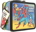 "MARVEL COMICS' SUPER HEROES" UNUSED METAL LUNCHBOX WITH THERMOS.