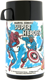 "MARVEL COMICS' SUPER HEROES" UNUSED METAL LUNCHBOX WITH THERMOS.