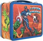 "CAPTAIN AMERICA, SPIDER-MAN AND THE HULK" UNUSED METAL LUNCHBOX WITH THERMOS.