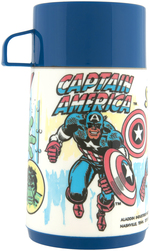 "CAPTAIN AMERICA, SPIDER-MAN AND THE HULK" UNUSED METAL LUNCHBOX WITH THERMOS.