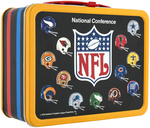 "NFL" UNUSED METAL LUNCHBOX WITH THERMOS.