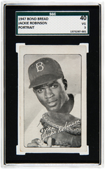 1947 BOND BREAD PREMIUM JACKIE ROBINSON PORTRAIT SGC 40 VG 3.